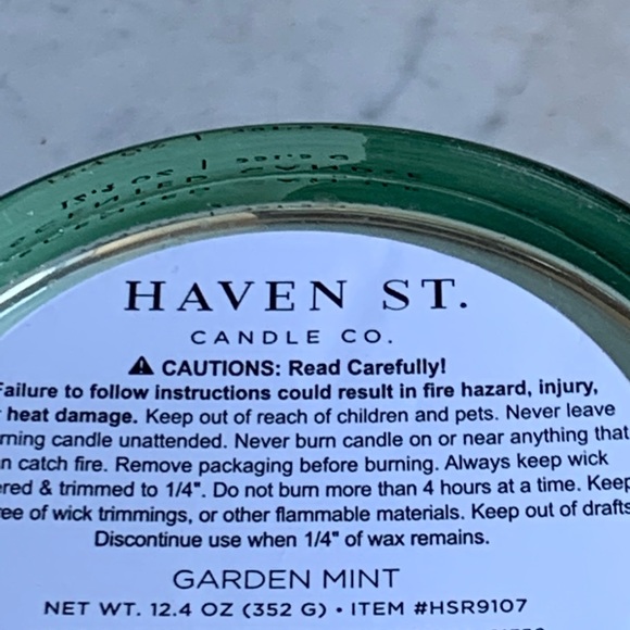 HAVEN STREET CANDLE GARDEN MINT RICHLY SCENTED - Picture 3 of 3